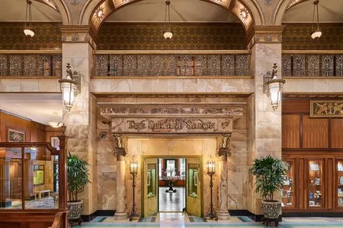 The Brown Palace Hotel and Spa atrium lobby in Denver, Colorado